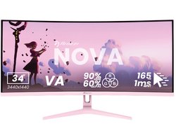 Arozzi Nova 34" Gaming Monitor - Curved - UWQHD VA - 165Hz - Roze