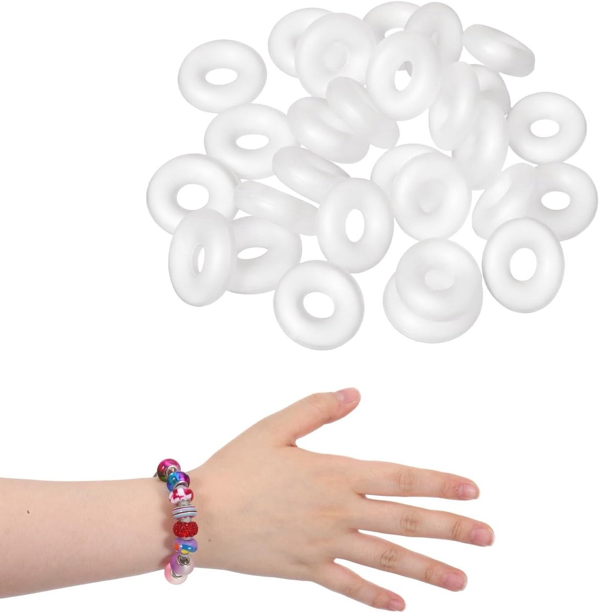 300PCS Silicone Stopper Ringen - Transparante O-Ringen en Antislip Beads voor DIY Sieraden, Armbanden en Kettingen