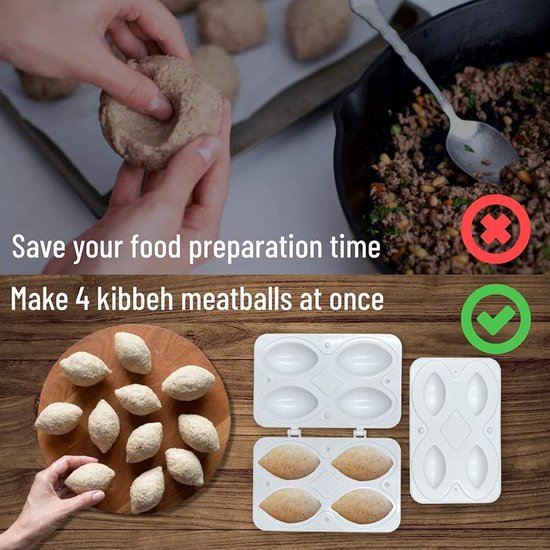 Gehaktbal Maker Tool, Handmatige Gehaktbal Maken Vorm voor Koken, Keuken Efficiënte Gehaktbrood Pers Vaatwasmachinebestendig (4 Compartimenten) van Merkloos — afbeelding 3