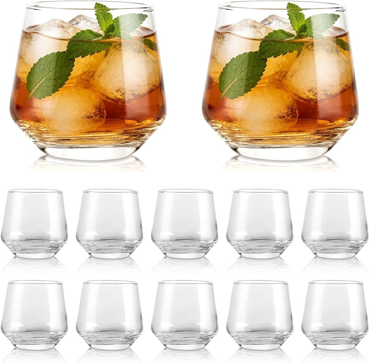 Set van 12 Whiskyglazen 400 ml - Vaatwasmachinebestendige Drinkglazen voor Whisky, Gin Tonic en Cocktails