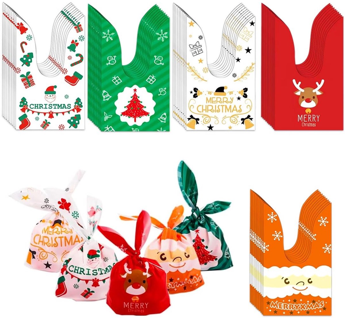 Dailygoods- Snoepzakjes 50 stuks - Vrolijke Motieven - Cadeauzakjes - Verpakking voor Snoep/Koekjes - Waterdicht - 22 x 13,5 cm