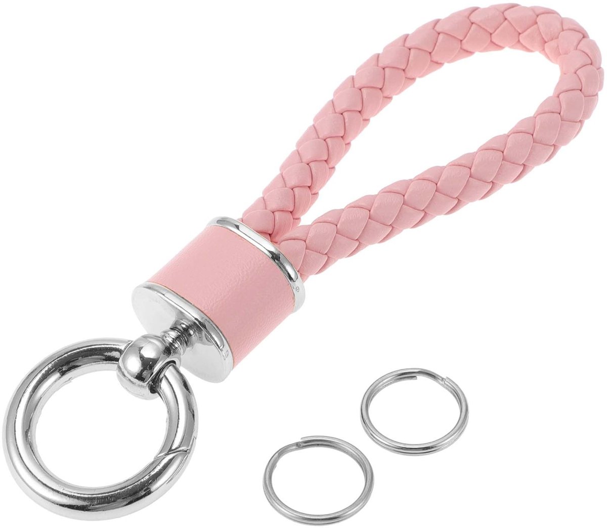 Dailygoods- Autosleutelhanger Universeel - Sleutelhanger Met Ring - Kunstleder Roze - Zinklegering - Modieus Design - Sleutels Organiseren