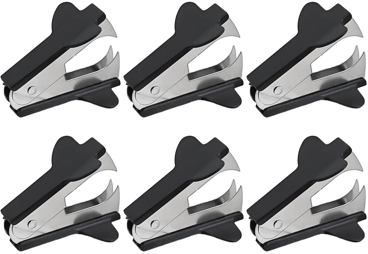 Dailygoods- Nagelverwijderaar - 6 Stuks - Draagbaar - Robuust - Compact - Eenvoudig te bedienen - ABS-kunststof + Metaal - Nietjesverwijderaar
