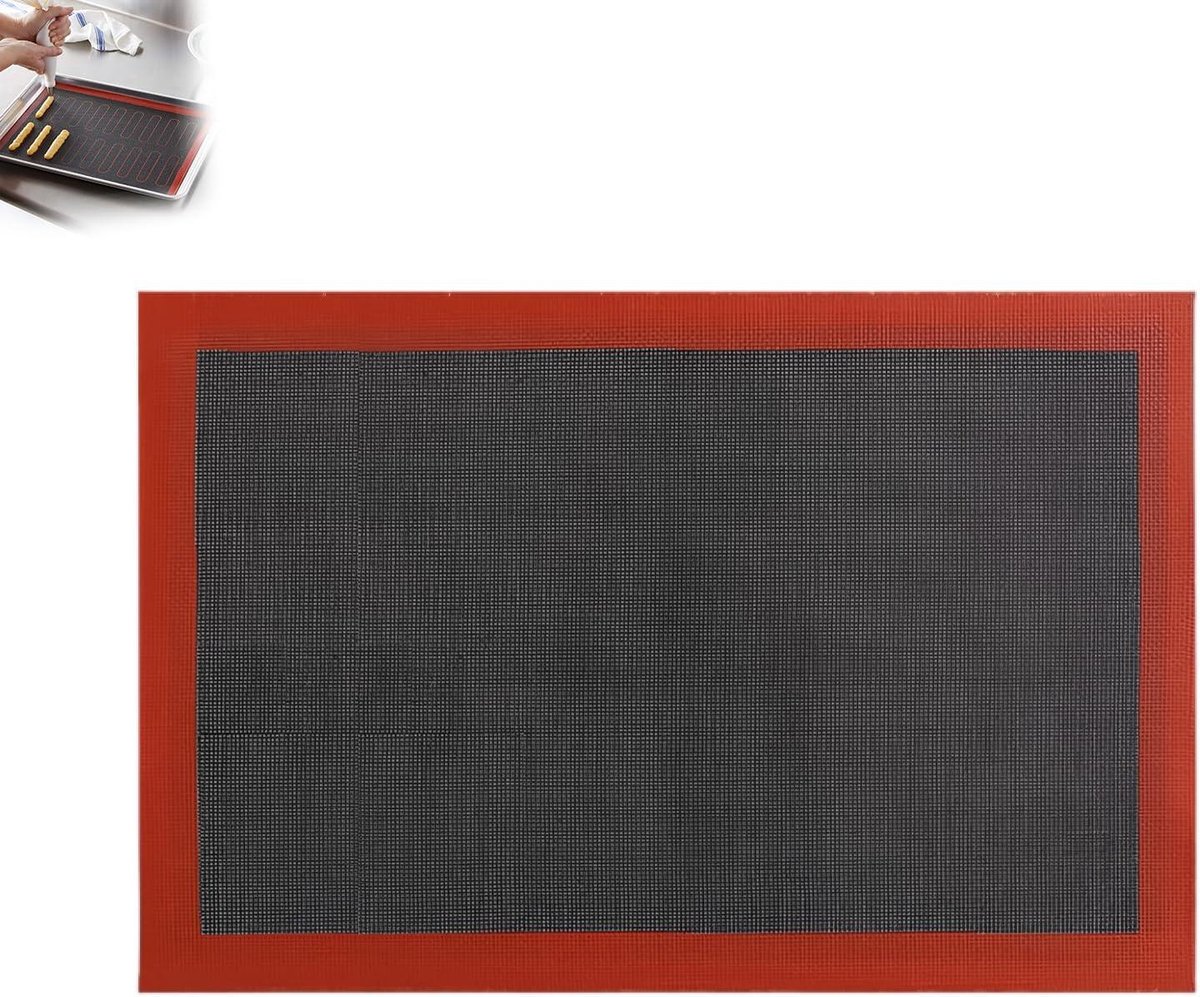 Bakmat Silicone - Perforated Mat - Brood Pizza Bakken - Non-stick Coating - 10x10 Millimeter - Rood