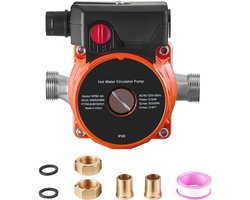 Circulatiepomp, 38 L/Min, Direct Circulatiesysteem met 3 Snelheden, 100 W, AC 220–240 V, G3/4 Inch Naar G1/2 Inch Adapter, Roestvrijstalen Pompkop, Geschikt voor Warmwaterboilersystemen