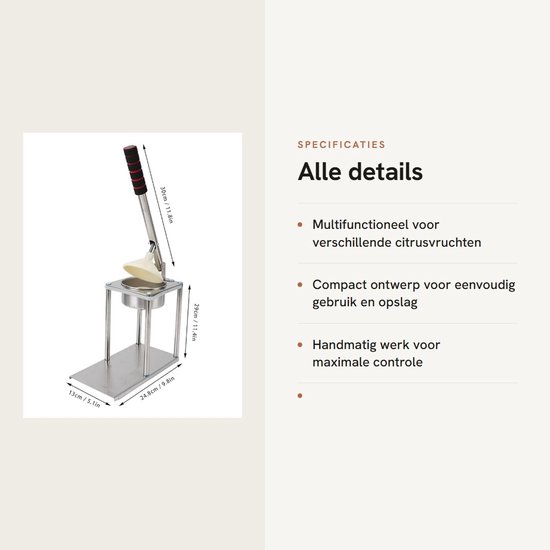 Handbediende Professionele Roestvrij Stalen Sapcentrifuge voor Sinaasappels Granaatappels en Ander Fruit - Multifunctioneel, Ergonomisch Handvat, Vaatwasmachinebestendig, Inclusief Beker, Roestbestendig en Duurzaam van Merkloos — afbeelding 3