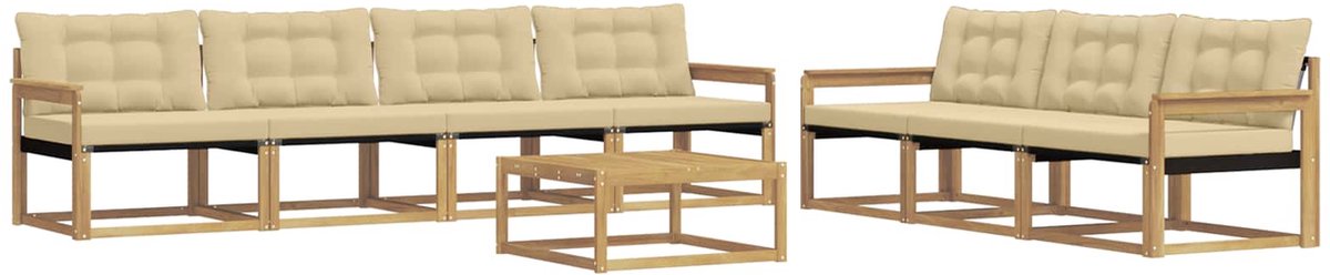 vidaXL Buiten - bank - set - 8 - st - 7-zits - Wit - en - Beige Wit en Beige