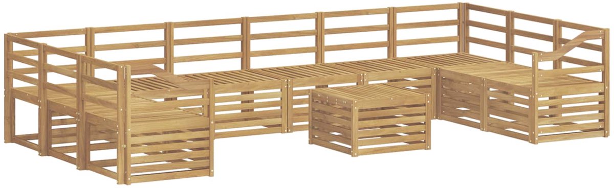 vidaXL Buiten - bank - set - 11 - st - 10-zits - Wit - Massief - Acacia - Hout