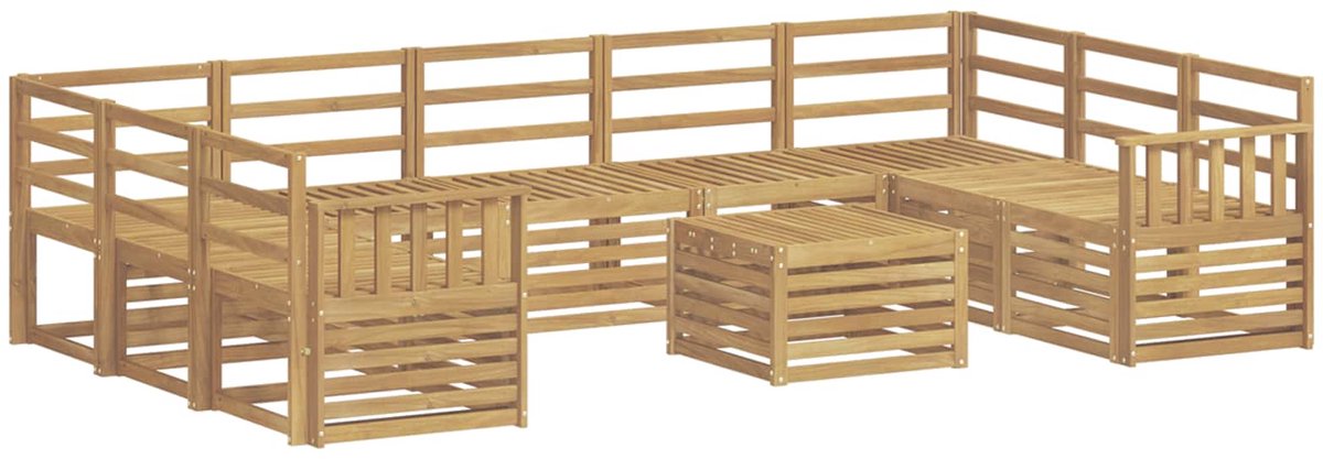 vidaXL Buiten - bank - set - 10 - st - 9-zits - Wit - Massief - Acacia - Hout