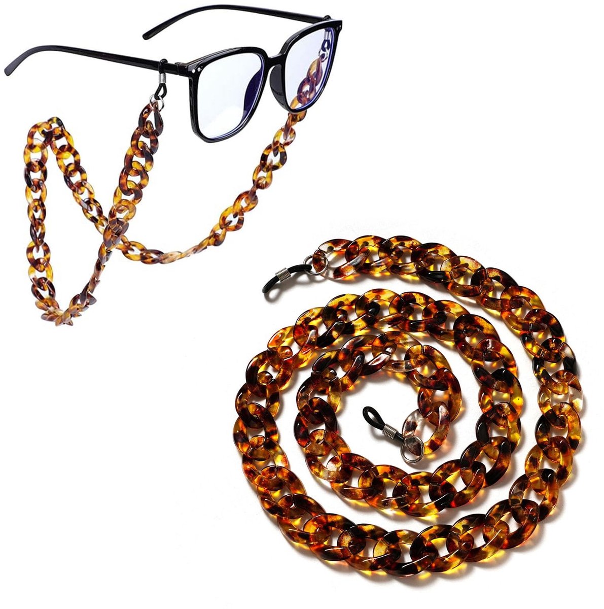 Dailygoods- Brillenkoord 70 cm - Verstelbaar - Brillenband - Brillenketting Dames - Acryl - Siliconen Antiverlies Houders