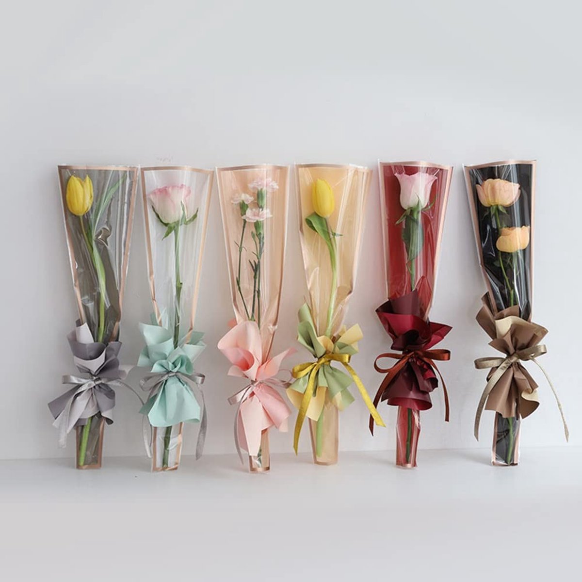 Dailygoods- Roos Hoes 150 Stuks - Waterdicht Bloemen Inpakpapier - Enkele Roos Verpakkingszak - Bloemist Benodigdheden - 44,5 x 12 x 4 cm - Geschikt voor Moederdag/Valentijnsdag - Bloemzak