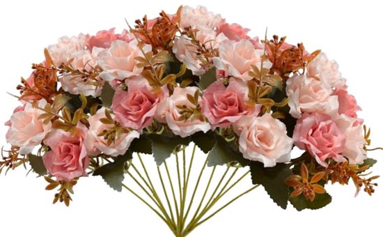 Dailygoods- Kunstbloemen 3 Stuks - Kunstrozen Boeket - Zijde/Kunststof - Perfect voor Bruiloft/Jubileum - Onderhoudsvrij - Formaat 32 cm - Nep Bloemen