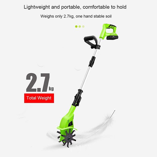 Elektrische Tuinfrees - Cultivator Tiller - Tuinonderhoud Uitvoeren - Draadloos en Lichtgewicht - 25 cm Diepte - Zwart — afbeelding 5