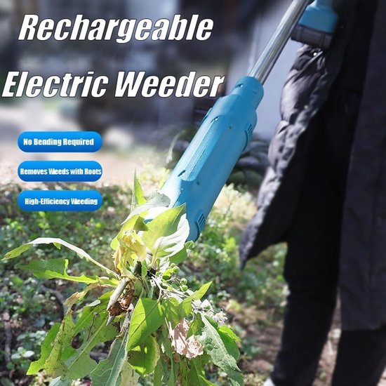 Elektrische Onkruidtrekker - Staande Wiedmachine Tuin - Gazon Onderhouden - Pijnvrij Wieden - Inclusief 2 Accu's - Blauw — afbeelding 4