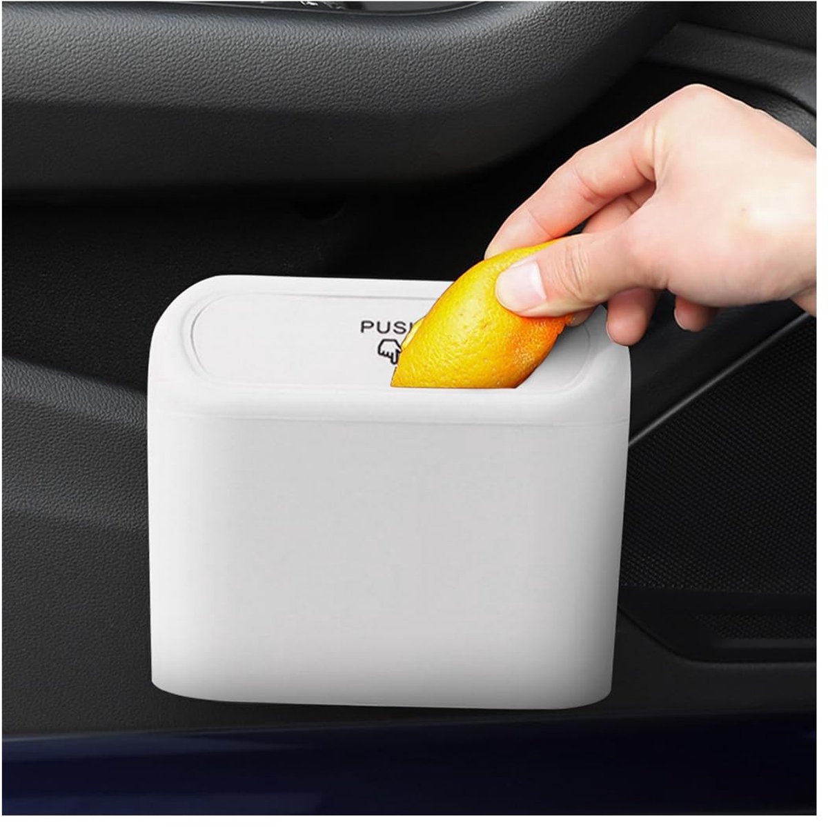 Dailygoods- Vuilnisbak 15,5 * 6,5 * 14 cm - Auto Vuilnisbak - Waterdichte Vuilnisbak - Deksel met Veerbelasting - Praktisch en Stijlvol - Eenvoudig te Bevestigen - Prullenbak