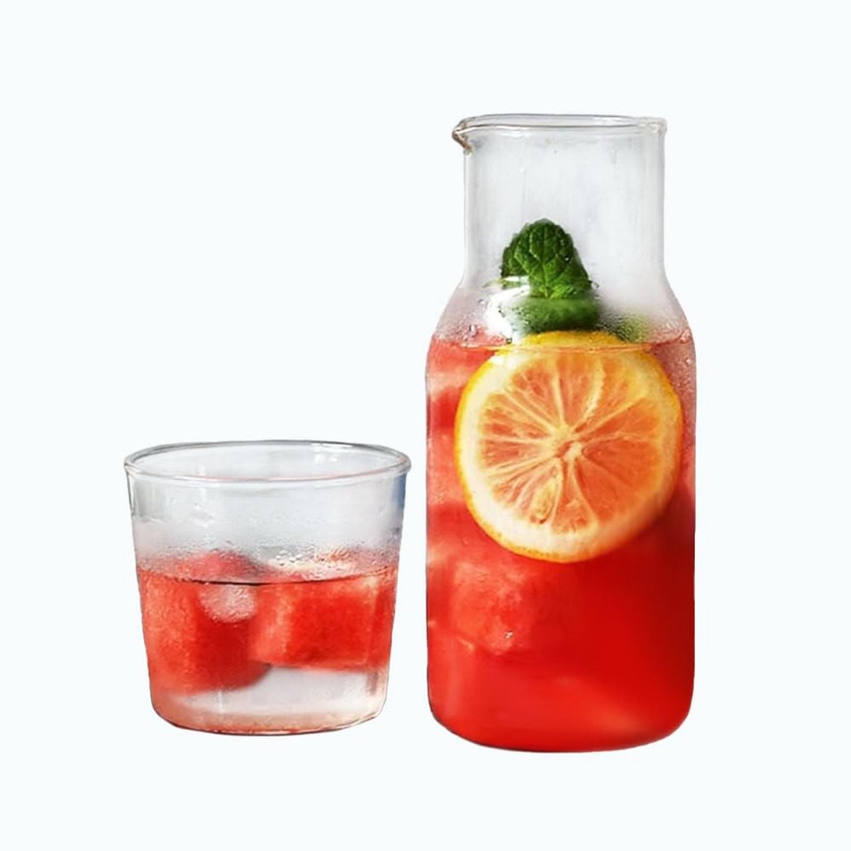 Dailygoods- Nachtkastje - Glazen Waterkan 500 ml - Glazen Beker 200 ml - Slaapkameraccessoires - Hittebestendig Borosilicaatglas - Modern Design - Waterkaraf