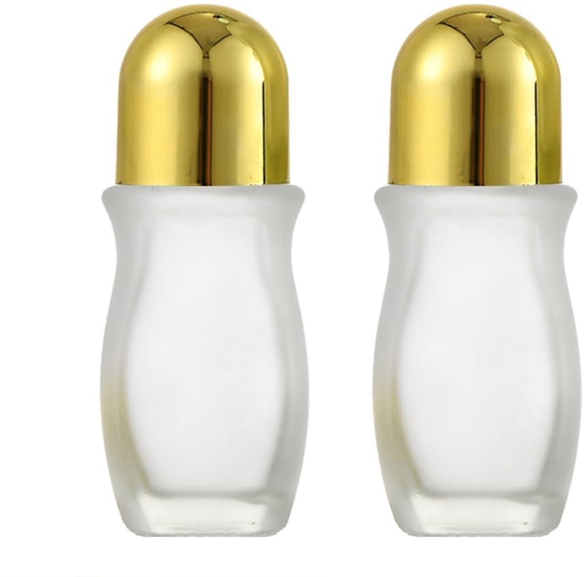 Dailygoods- Rollerflessen 50ml/1.7oz - 2 Stuks - Glazen Flessen - Gouden Deksel - Voor Parfum/Essentiële Olie - Eenvoudig te Reinigen - Rollerbottles