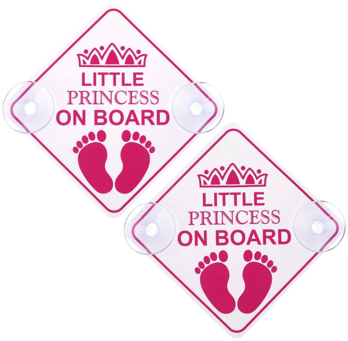 Dailygoods- Waarschuwingsborden 2 stuks - Baby Veiligheid - Autobumper Sticker - Herbruikbare Zuignappen - Roze - Duurzaam PP - Autosticker