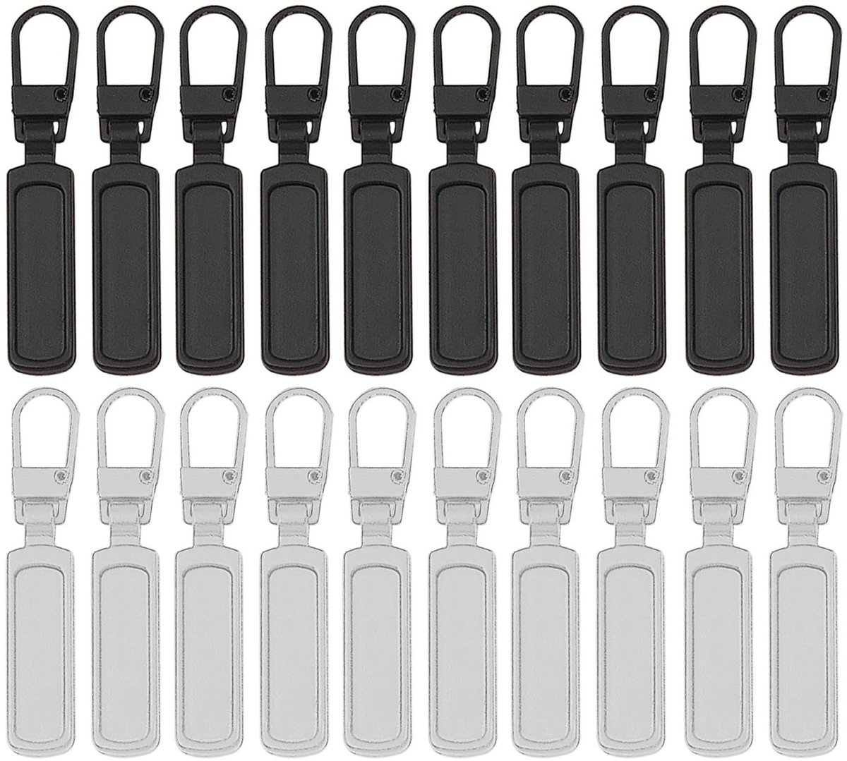 Dailygoods- Ritstrekkers 20-delige set - Duurzaam metalen - Vervangende handgrepen - Verwijderbare treklipjes - Voor schoenen/bagage - Eenvoudige installatie - Rits