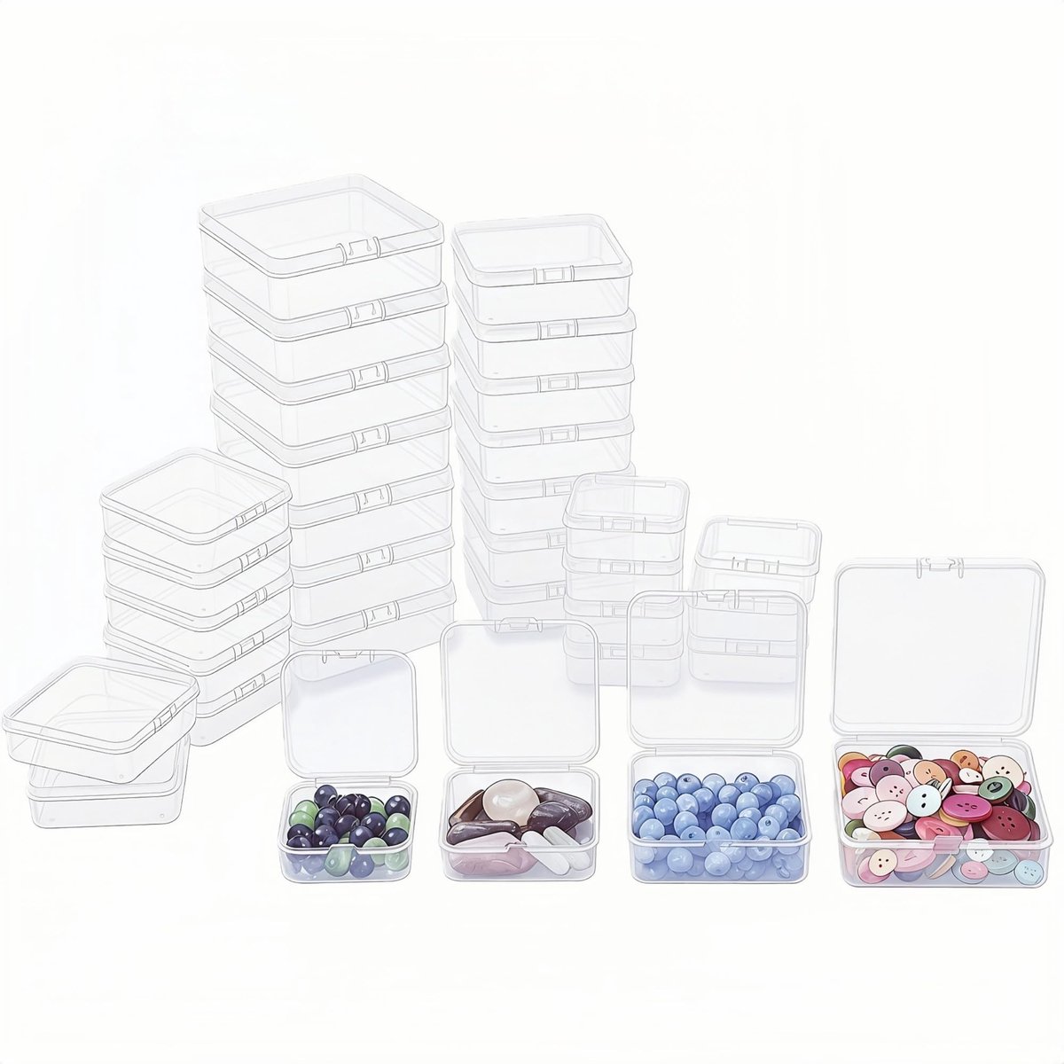 Dailygoods- Opbergdozen 32 Stuks - Plastic Dozen met Deksel - Mini Opbergdozen - Diverse Maten - Veilig en Doorzichtig - Voor Kleine Voorwerpen