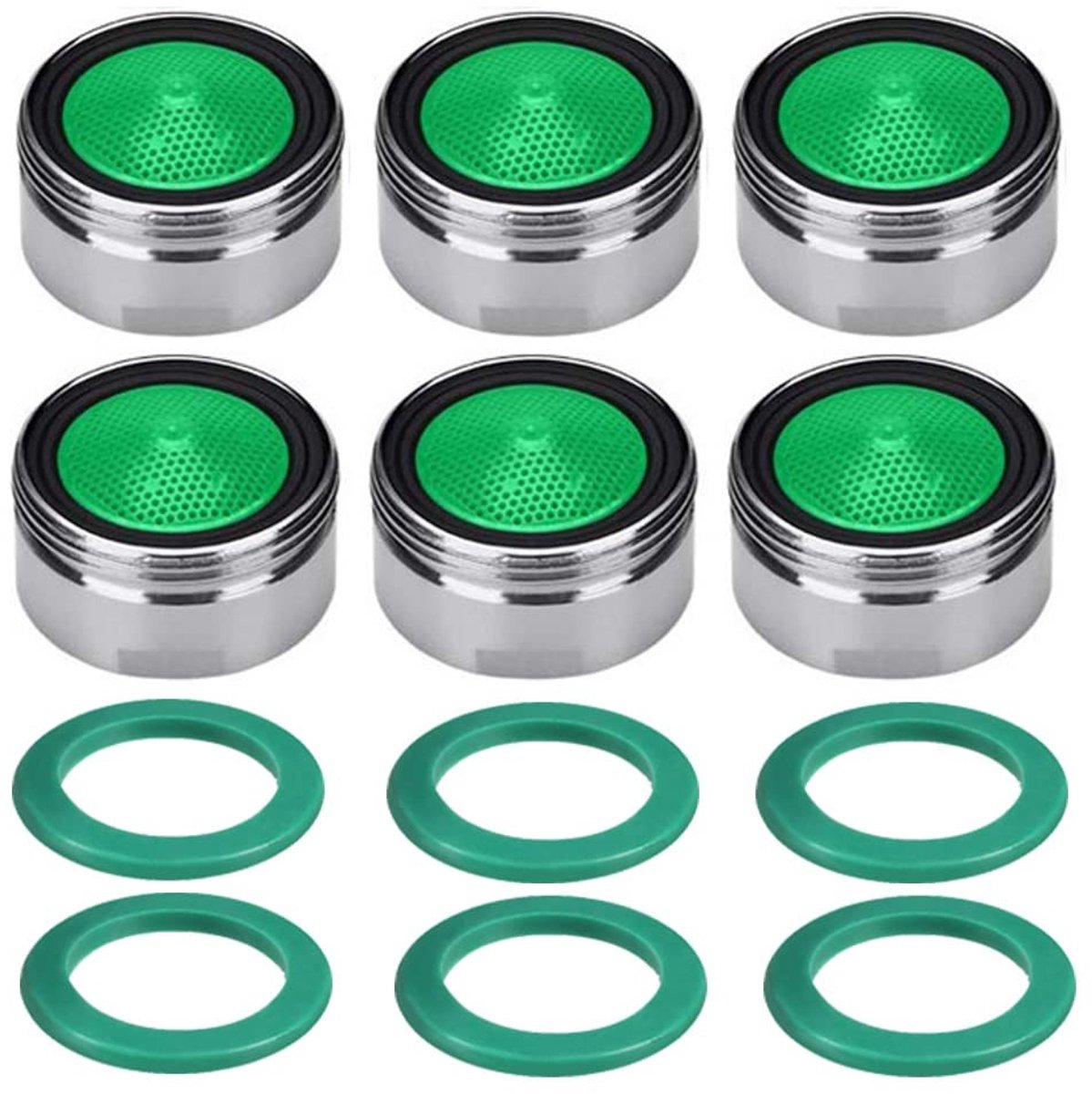 Dailygoods- Kraanbeluchter 6 Stuks - Waterbesparende Kraankop - Verchroomd Messing - Diameter 24 mm - Hoogte 13 mm - ABS Materiaal - Waterbesparende Kraan