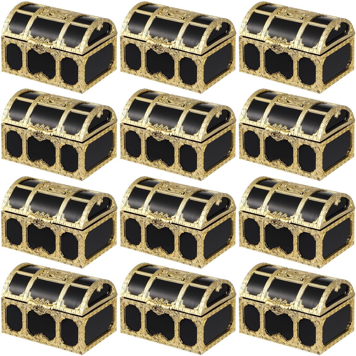 Dailygoods- Schatkisten 12 Stuks - Decoratieve Piraten-opbergdozen - Lichtgewicht Kunststof - Aandenken Huwelijksgeschenken - Perfect voor Thema-evenementen - Grappig Creatief Tintje - Opbergdoos