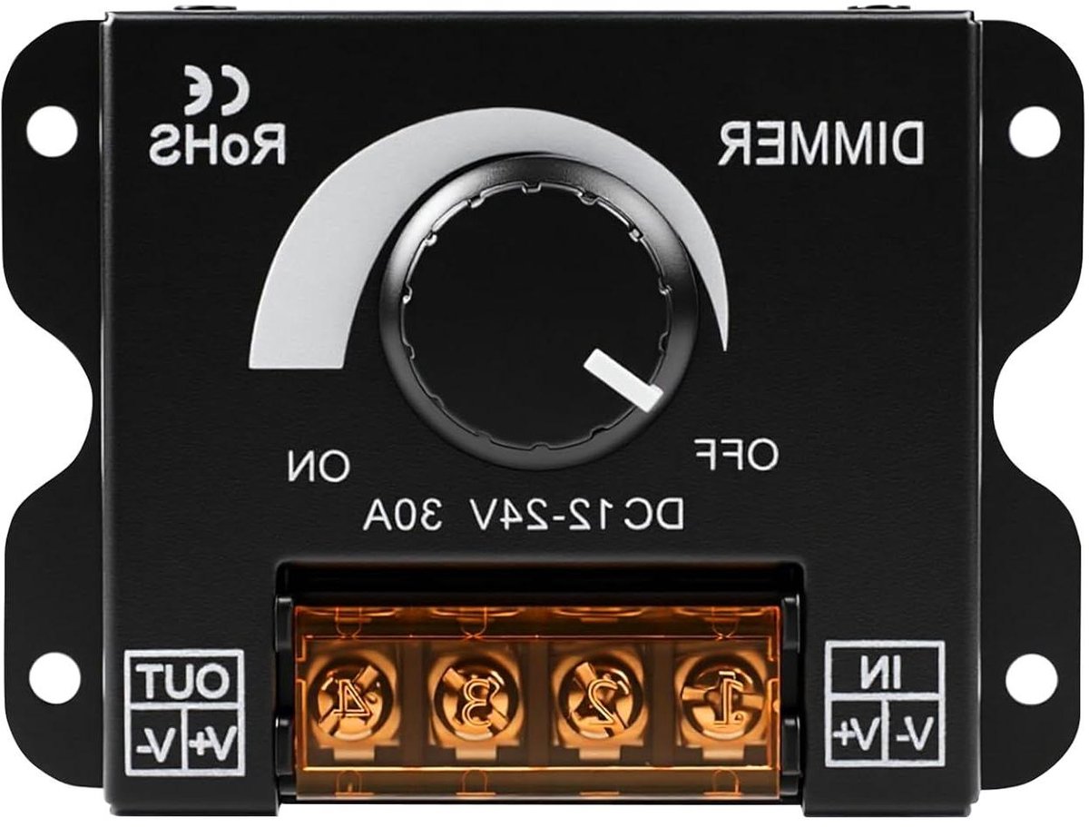 Led dimmer - Helderheidsregelaar Dimcontroller - Ledstrips Instellen - Traploze Regeling - 12-24V 30A - Zilver