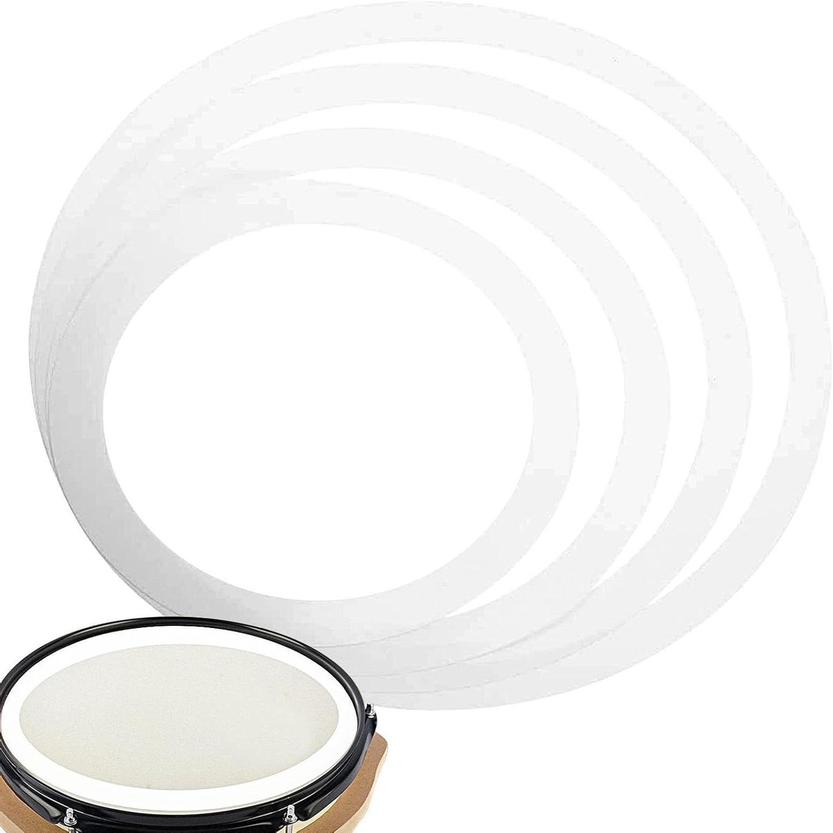 Drum Mute Ring - Percussie Demper - Geluidscontrole Drums - Boventoon Demper - 10 12 14 16 inch - Wit