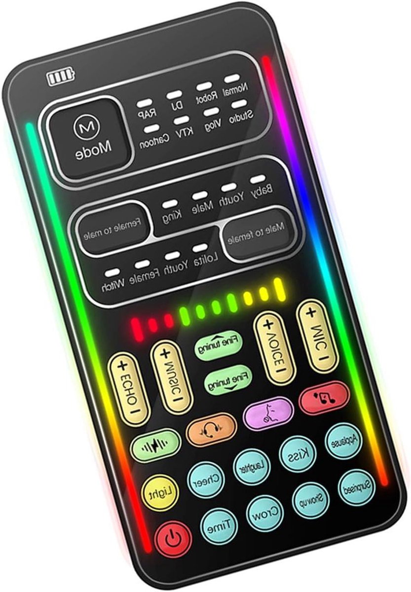 Aumotop Mini Voice Changer-apparaat met 16 Modi en 10 Elektronische Muziekmodi Draagbare Live-uitzending Microfoon Geluidseffectenmachine voor Gaming-laptops