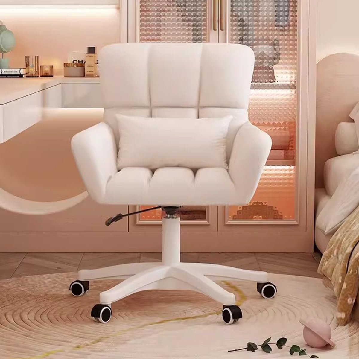 Bureaustoel Velvet Draaibaar met Wielen – Ergonomische Schreibtischstoel met Gevoerd Kussen, Verstelbare Hoogte, 360° Rotatie, Donkergroen Comfort Design – Mobili Bella