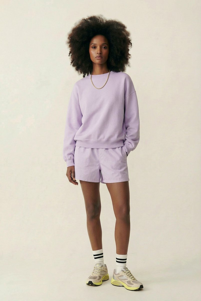 Organic Oversized Crew soft lavender - maat XS