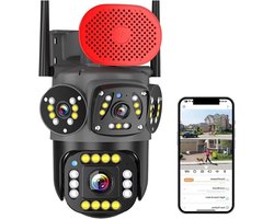 Buiten Camera - Beveiligingscamera WiFi - Huis Beveiligen - Automatische Tracking - 6MP - Zwart