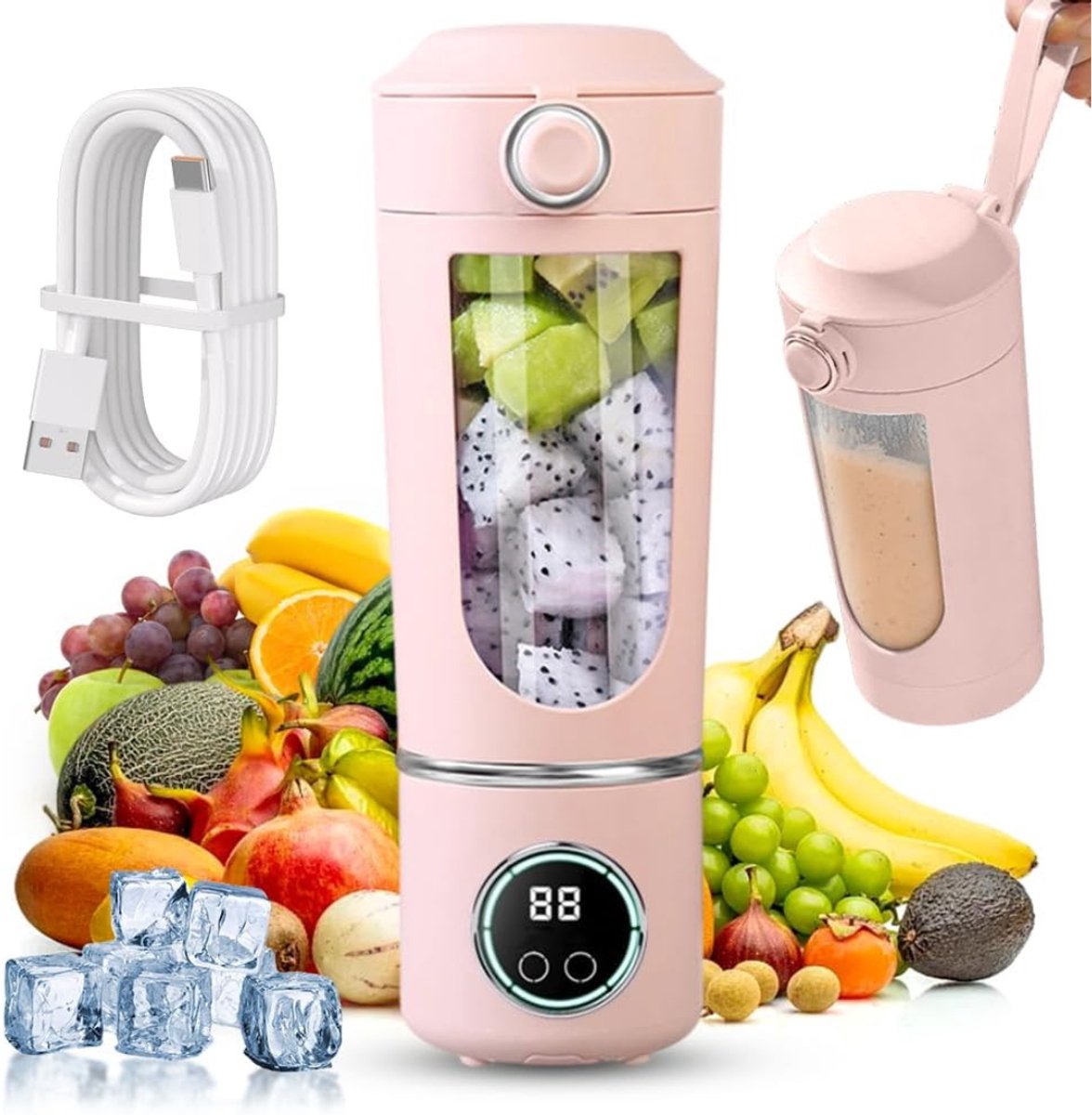 QUOVO® Milkshake Machine - Milkshake Maker - Smoothie Maker - Roze - 9cm x 11cm x 26cm