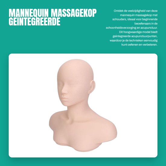 Dailygoods- Massagekop met schouders - Hoogwaardig PVC - Acupunctuurpunten - Schoonheidstraining - Massagepraktijk - Afmetingen 39,5x36,5x18,5cm - Mannequin van Dailygoods — afbeelding 4