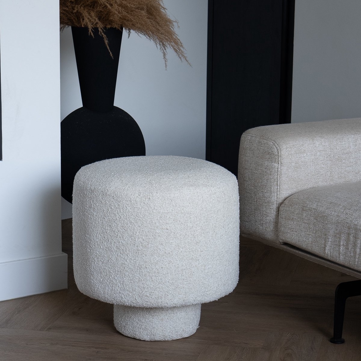 Giga Meubel Poef Avia - Beige - Bouclé - 45x45x45cm