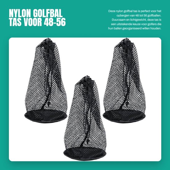 Dailygoods- Golfbal Tas Lichtgewicht - Opbergtas voor 48-56 Golfballen - Duurzaam Nylon - Draagbaar - Set van 3 - Gemakkelijk te Reinigen van Dailygoods — afbeelding 5