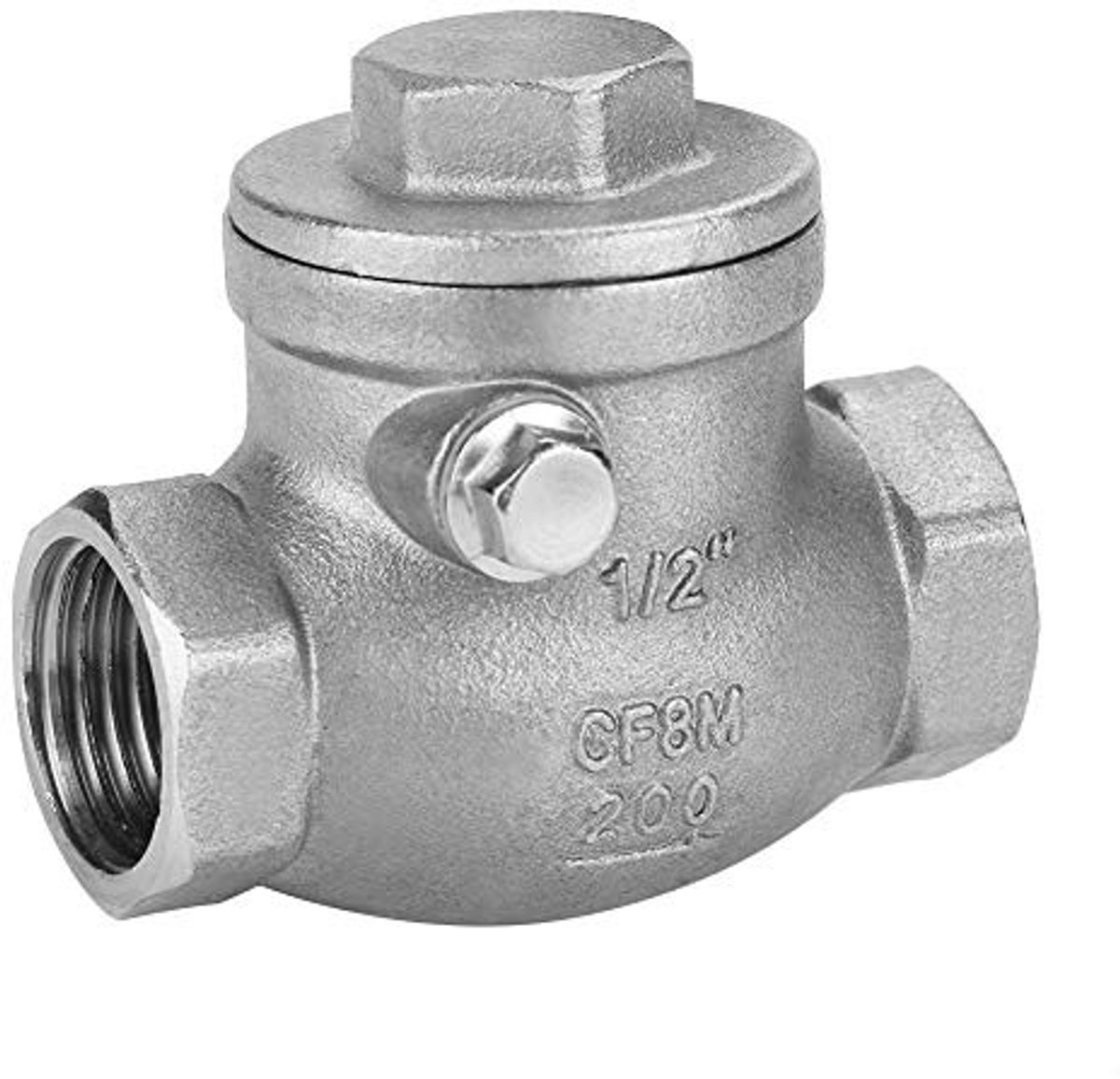 Dailygoods- Terugslagklep 1/2 Inch - Roestvrij Staal - Hoge Druk 200PSI - Corrosiebestendig - Goede Afsluitcapaciteit - Voor Water/Oliën/Azur. - Klep
