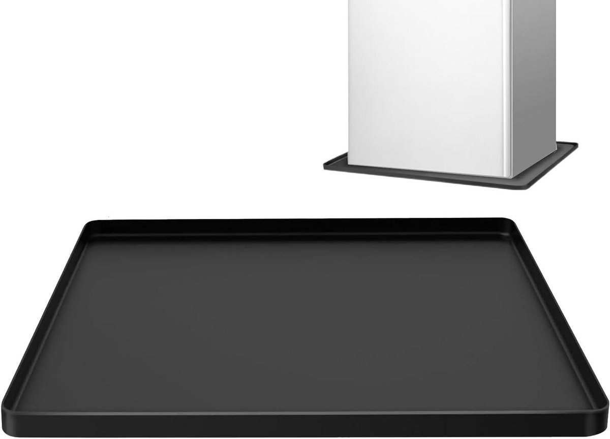 Koelkast Mat - Onderlegger Siliconen - Vloer Beschermen - Waterdicht Antislip - 60 x 60 cm - Zwart