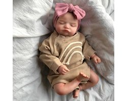 Lonian Reborn Dolls - 17 inch handgemaakte realistische babypop zachte stoffen lichaam met speelgoed accessoires, als een levensechte baby (slapende baby) (bruin)