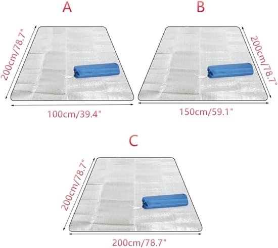 Campingmat Picknick Deken - Strand Matras Slaapmat - Outdoor Activiteiten - Waterdicht Aluminiumfolie - 200 x 150 cm - Zilver — afbeelding 4