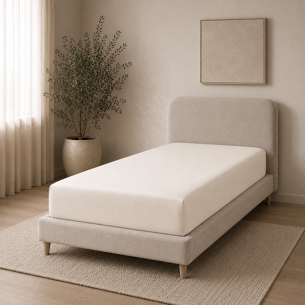 Amstelinen Hoeslaken 90x200 – Premium Hotelkwaliteit – TENCEL™ Lyocell Sateen – Classic Ivory – Eenpersoons – Koeler Slapen, Zacht, Ademend & Hypoallergeen