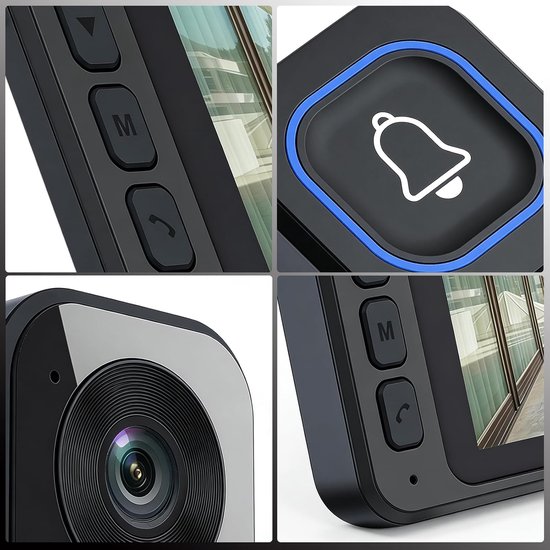 Draadloze deurbel met camera, 4,5 inch waterdicht IPS-scherm, videodeurbel voor buiten met Bluetooth, 1080p-resolutie, geen wifi, geen app, kijkhoek van 120°, draadloze intercom, nachtzicht, tweewegsaudio — afbeelding 2