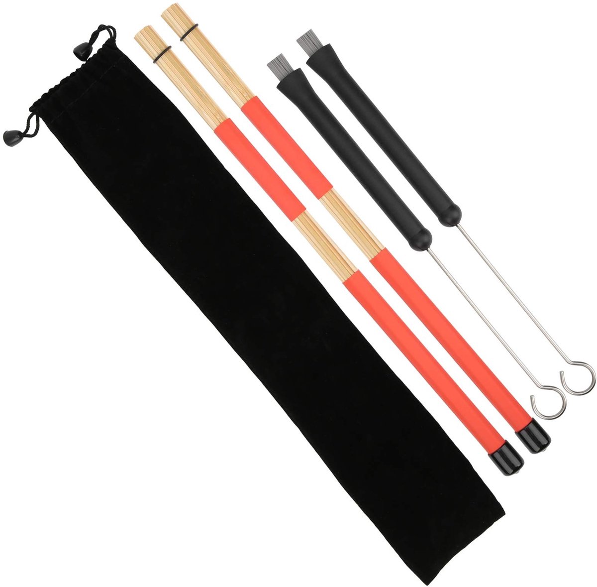 Dailygoods- Drumstickborstelset Volledige Set - Stalen Borstels - 19 Beam Sticks - Pluche Tas - Ergonomisch Ontwerp - Premium Kwaliteit - Drumsticks