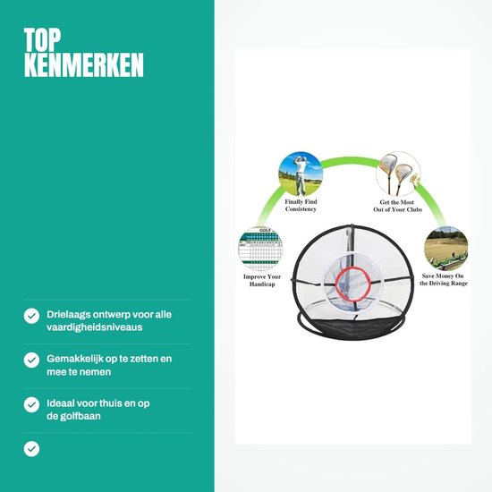 Chippen Golfnet - 3-laags ontwerp - Draagbaar voor Binnen/Buiten - Duurzaam ABS-materiaal - Vaardigheden verbeteren - Snelle installatie - Golf oefennet — afbeelding 3