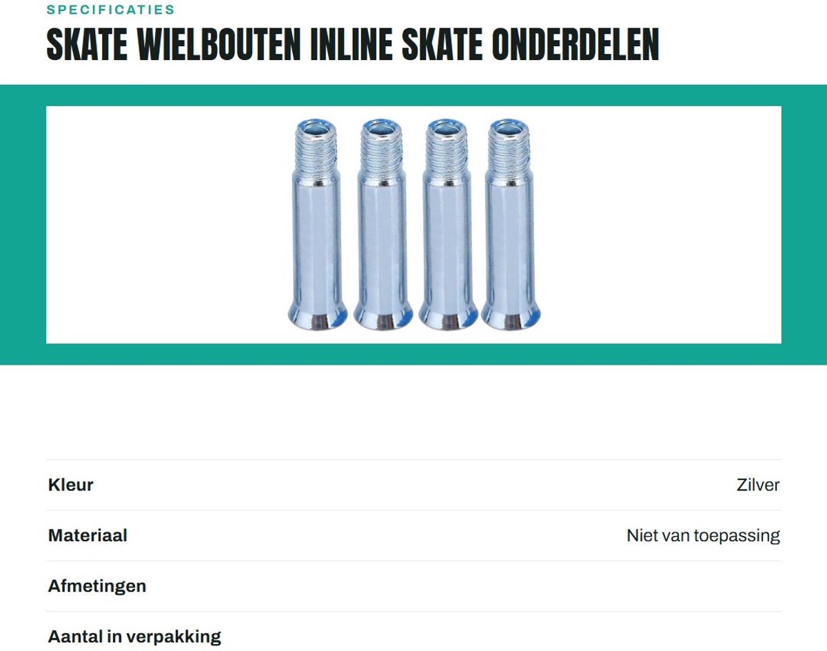 Dailygoods- Wielbouten Set van 15 Stuks - Inline Skate Assen - Staal - 35 mm - Duurzaam - Eenvoudig te Installeren - Skate-as