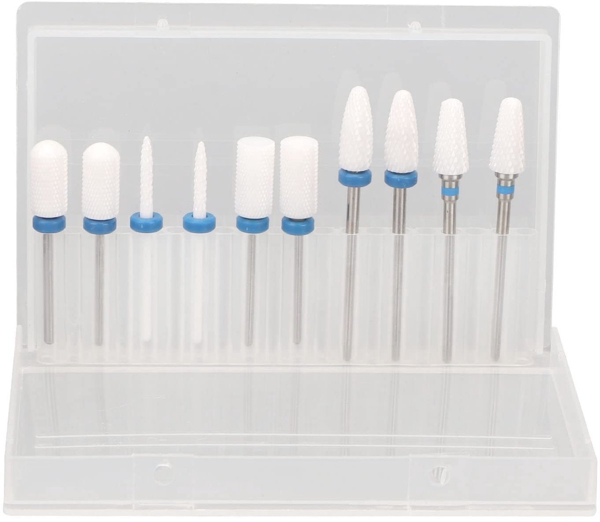 Dailygoods- Nagelfrees Professionele 10-delige Set - Bitset voor Acrylnagels - Manicure Booropzetstukken - Flexibele Rotatie - Geschikt voor Rechts- en Linkshandigen - Nagelboor