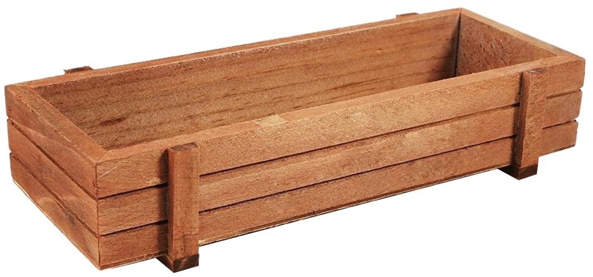 Dailygoods- Opbergdozen Natuurlijk Hout - Set van 2 - Voor Binnen/Buiten - Voor Vetplanten/Mos - Rustiek Design - 22,5 x 8,4 x 4,1 cm - Plantenbak