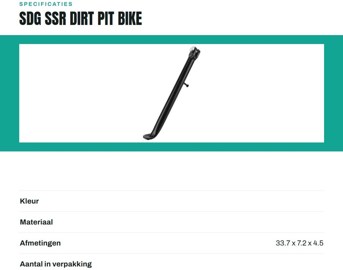 Dailygoody - SDG SSR Dirt Pit Bike Kick Stand 12 inch - Vervangend Accessoire voor Taotao, Coolster 70 90 110 125