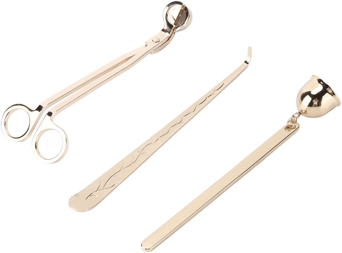 Dailygoods- Kaarsenonderhoudstools Set - Roestvrij Stalen Lonttrimmer - Lont Blusser - Rook Eliminator - Handige Opbergzak - Duurzaam Materiaal - Kaarsaccessoires
