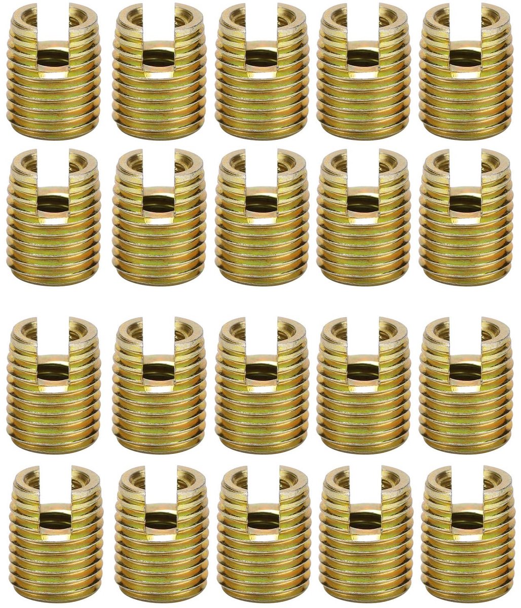 Dailygoods- Draadinsert 20 Stuks - M5 x 0.8 Binnen/M8 x 1.0 Buiten - 10mm Lengte - Hoogwaardig Johannesbroodstaal - Duurzaam/Schokbestendig - Geschikt voor Mechanische Bevestiging - Schroefdraadbus